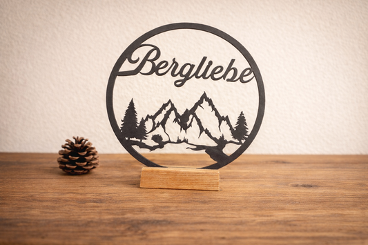 Bergliebe Holzschild - Wanddeko Berge aus Holz / MDF - Geschenk für Wanderer Bergfreunde
