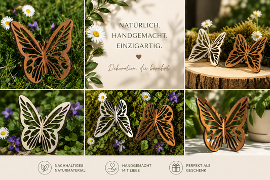 Schmetterling aus Holz. Willkommen Frühling und Sommer. Schöne 15cm große Schmetterlinge zum zusammen stecken aus Holz.
