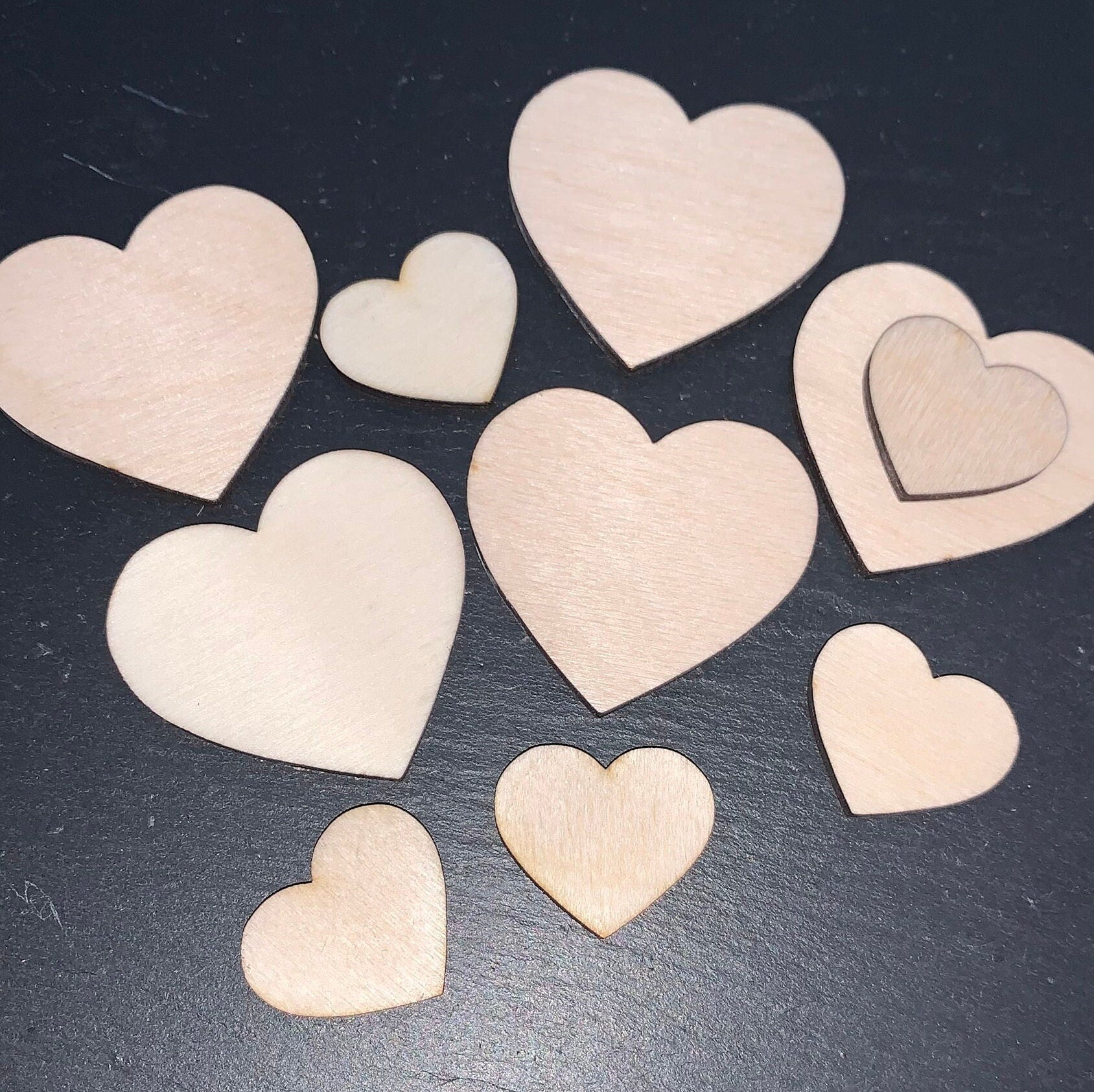 10x Holz Herzen Streudeko Deko Herz