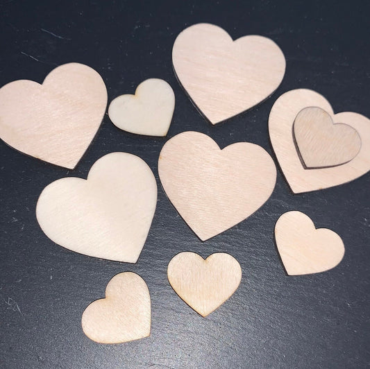 10x Holz Herzen Streudeko Deko Herz