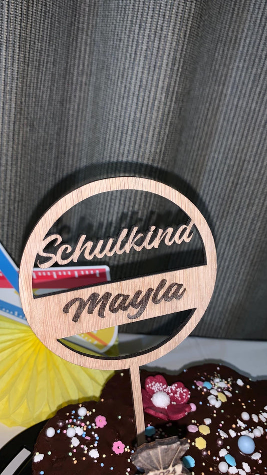 cake topper Schulkind oder Geburtstag. Kuchen Schild für Geburtstag oder Schulanfang