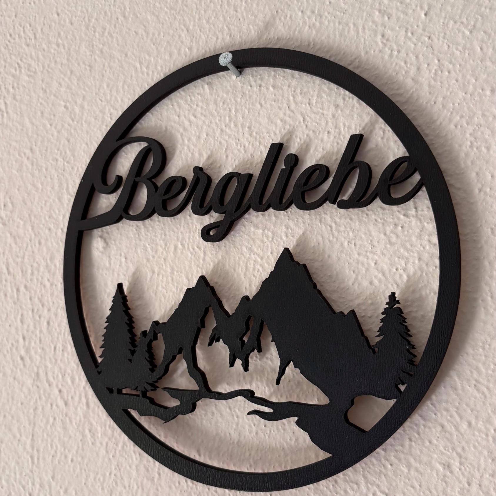 Bergliebe Aufsteller oder Kranz aus Holz oder MDF in schwarz. Vers. Größen