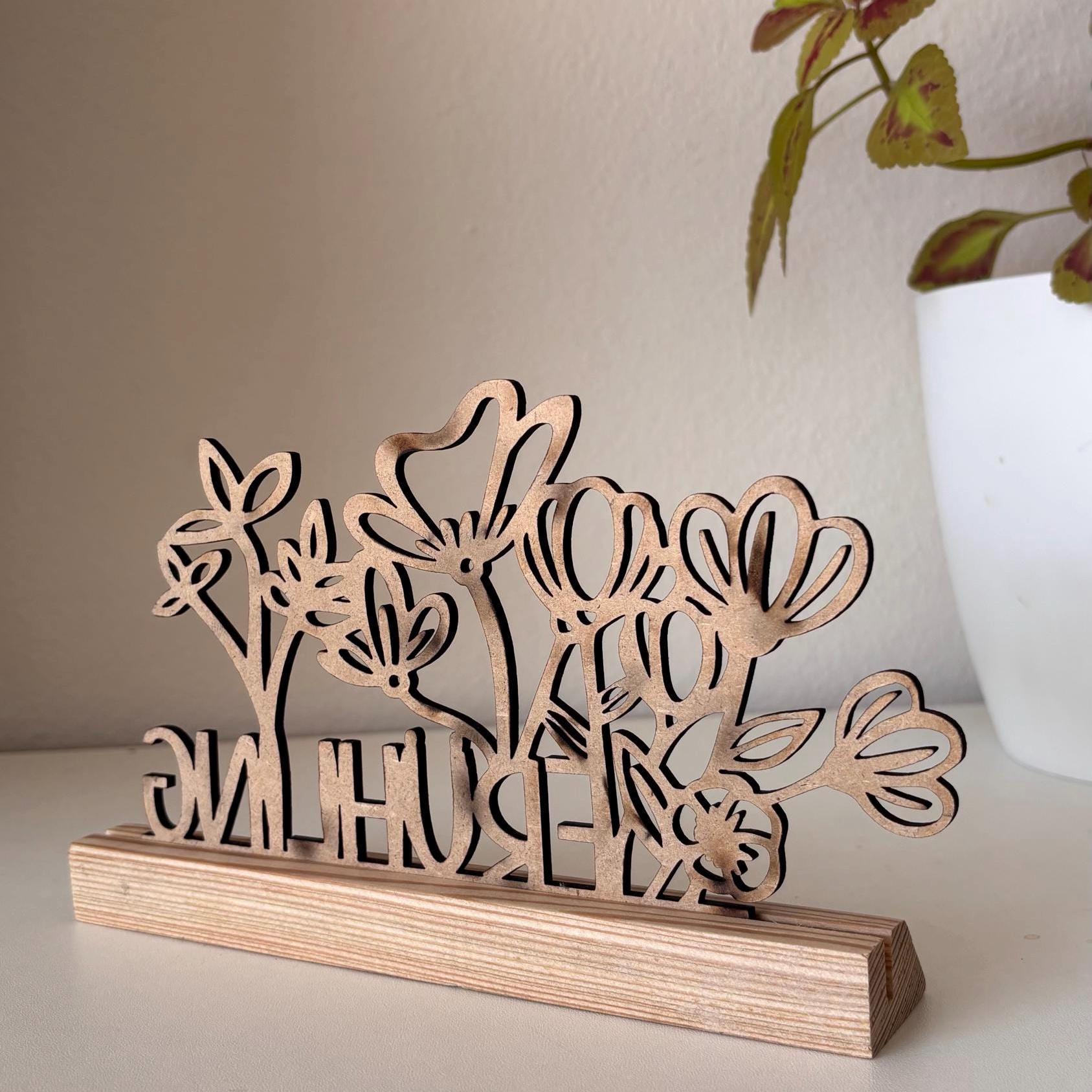 Aufsteller Frühling mit Blumen im Modernen Design inkl. Holzklötzchen zum Hinstellen