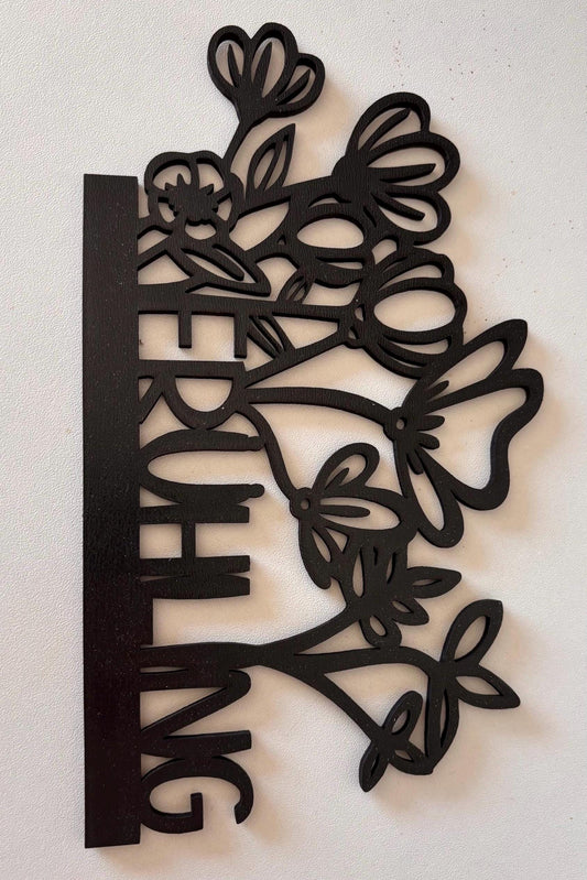 Aufsteller Frühling mit Blumen im Modernen Design inkl. Holzklötzchen zum Hinstellen